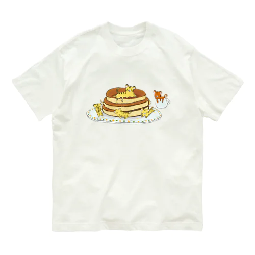 溶けタイガーwithパンケーキ オーガニックコットンTシャツ