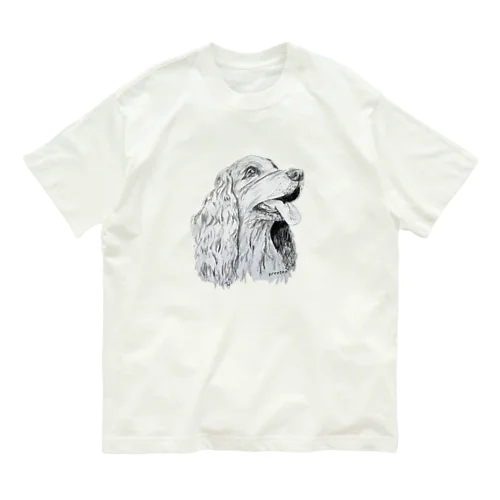 コッカースパニエル　アート犬　　ホワイト オーガニックコットンTシャツ