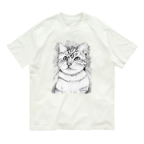 アート猫　モノクロ　 オーガニックコットンTシャツ