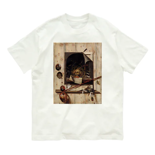 ヴァニタス画のあるアトリエの壁 / Trompe l'oeil with Studio Wall and Vanitas Still Life オーガニックコットンTシャツ