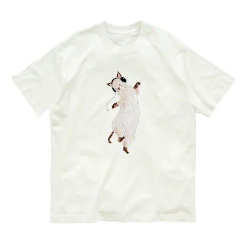 ノリノリ陽キャにゃんこ オーガニックコットンTシャツ