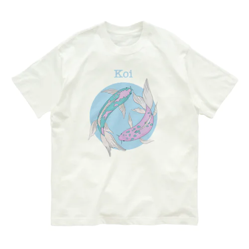 Koi on the front オーガニックコットンTシャツ