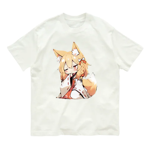 ミコン (Mikon) ver.2　狐の神様、きつね、キツネ オーガニックコットンTシャツ