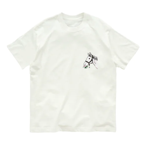 あし毛のモグモグ馬 Organic Cotton T-Shirt