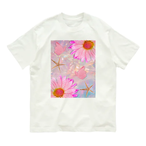 波紋に浮かぶ花 オーガニックコットンTシャツ