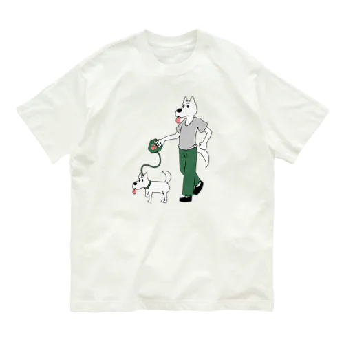 白犬×白犬×さんぽ オーガニックコットンTシャツ