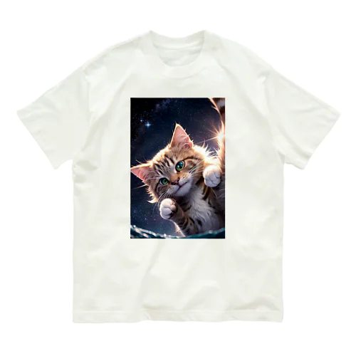 宇宙に弾ける襲い来る猫。 Organic Cotton T-Shirt