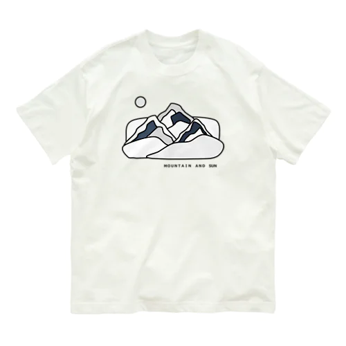 山と太陽　グレー　 オーガニックコットンTシャツ