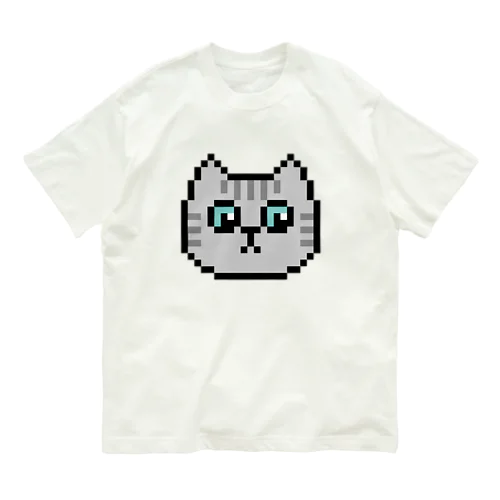 ドット絵のねこ（サバトラ） オーガニックコットンTシャツ