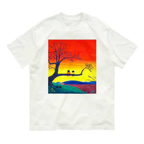 アートとメルヘンと創作の森　ノスタルジック　絵画　茜色の空　秋野あかね Organic Cotton T-Shirt