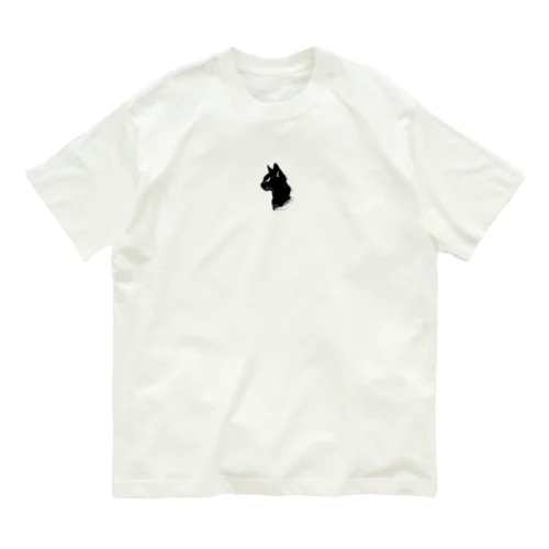 横向き黒猫 オーガニックコットンTシャツ
