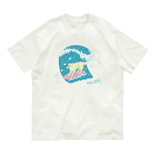 サーフィン　犬　ライトブルー Organic Cotton T-Shirt