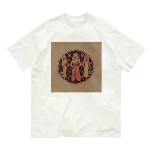 懐かしのフラワーチルドレン風イラスト オーガニックコットンTシャツ