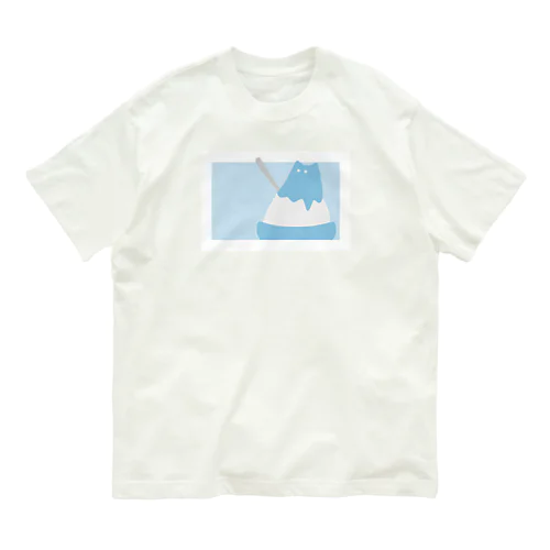 かき氷猫-ブルーハワイ オーガニックコットンTシャツ