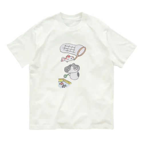 あおによし　金魚と オーガニックコットンTシャツ