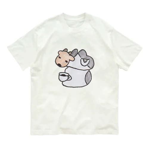 あおによし　鹿のお面と副店長 オーガニックコットンTシャツ