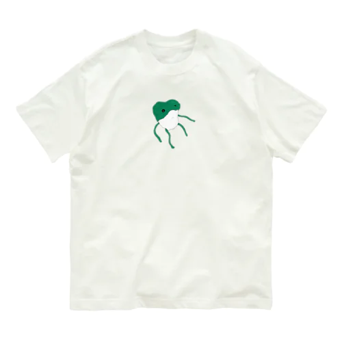 Pompom art 《濃緑カエル》 オーガニックコットンTシャツ