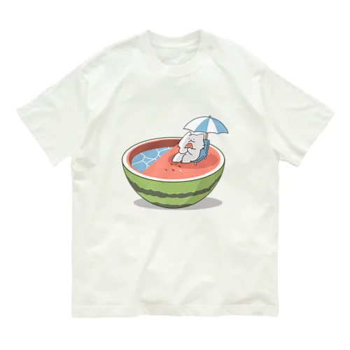 真夏はスイカプールで避暑 Organic Cotton T-Shirt