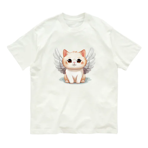 可愛いねこ天使 オーガニックコットンTシャツ