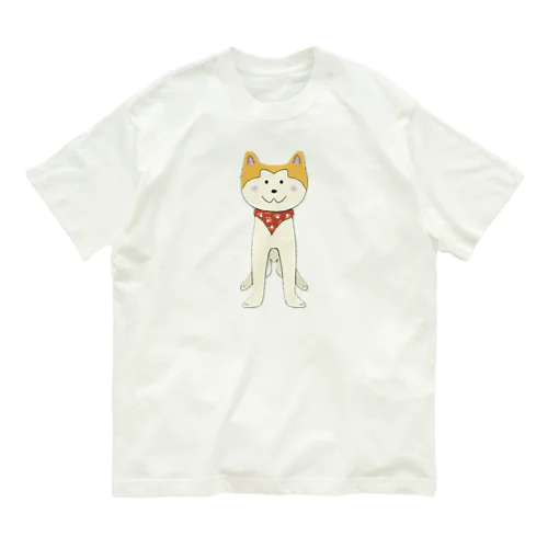 アウトドア大好きバンダナ秋田犬 オーガニックコットンTシャツ