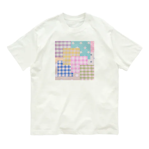 ミルキー☆パッチワーク風♪（ピンク） オーガニックコットンTシャツ