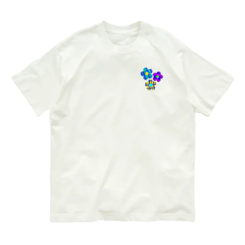 お花(チェック柄) オーガニックコットンTシャツ