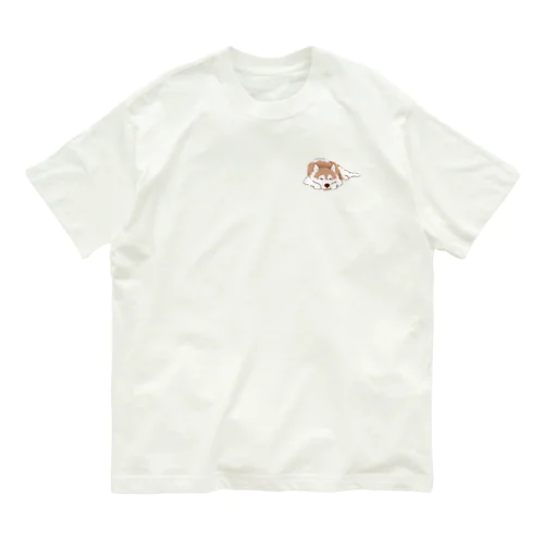 チョコカラー　眠るハスキー　 Organic Cotton T-Shirt