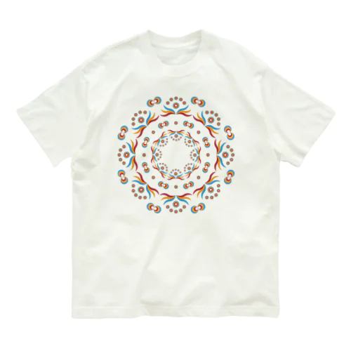 サイケまんだら　フラワー（紅） Organic Cotton T-Shirt