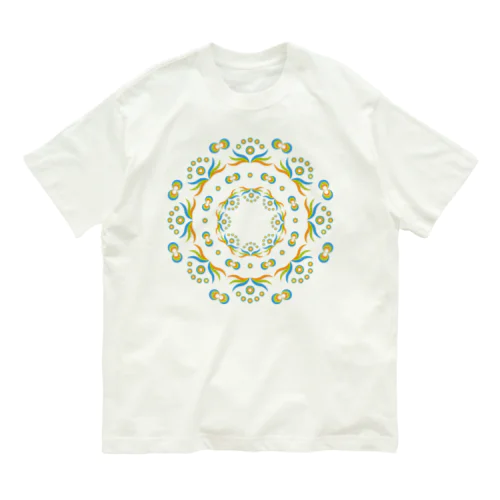 サイケまんだら　フラワー　碧 Organic Cotton T-Shirt