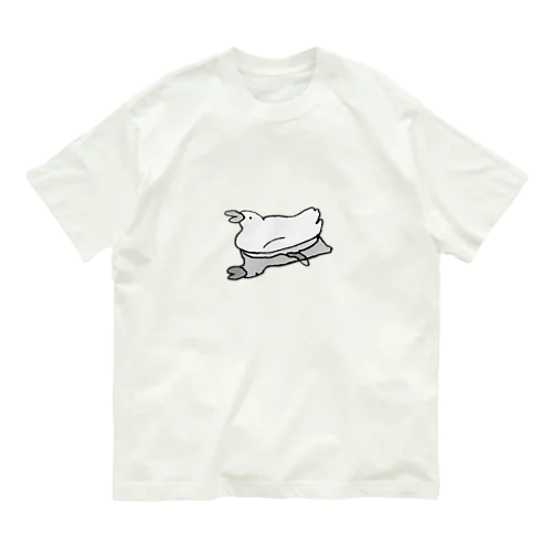 すいすいアヒル（モノクロ） オーガニックコットンTシャツ