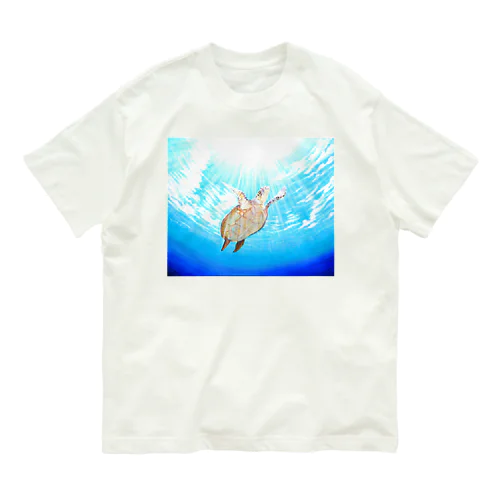 海の空　ウミガメ オーガニックコットンTシャツ