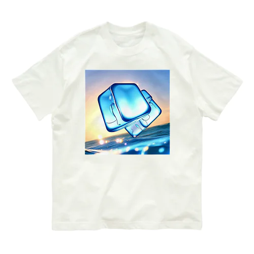 海に来て嬉しいcube達（Cubes happy to come to the sea.） オーガニックコットンTシャツ