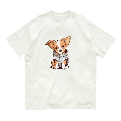 パーカーを着ているワンちゃん Organic Cotton T-Shirt