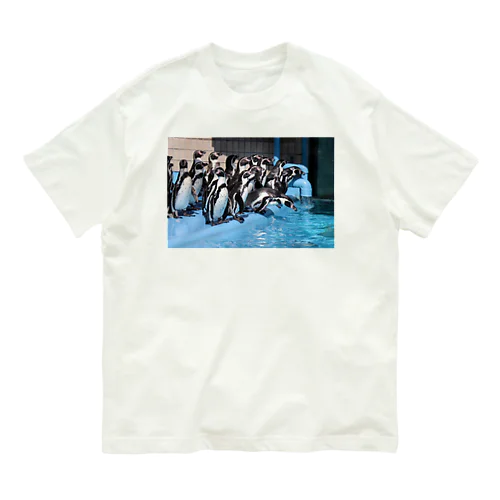 水族館のペンギン オーガニックコットンTシャツ