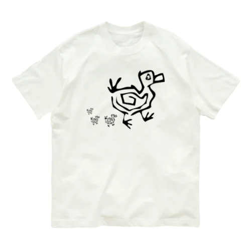 鴨 (黒) オーガニックコットンTシャツ