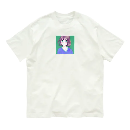 かわいい女性 オーガニックコットンTシャツ