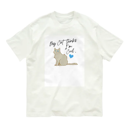 碧い瞳の猫のイラストグッズ オーガニックコットンTシャツ