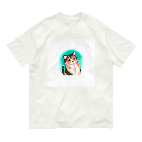 かわいい猫 オーガニックコットンTシャツ