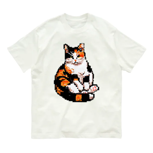 トリコロールドットキャット オーガニックコットンTシャツ