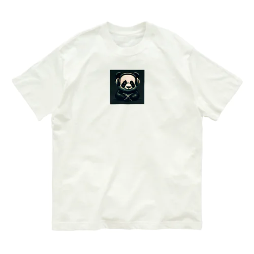 Headphones & Pandas（ヘッドホン & パンダ） Organic Cotton T-Shirt