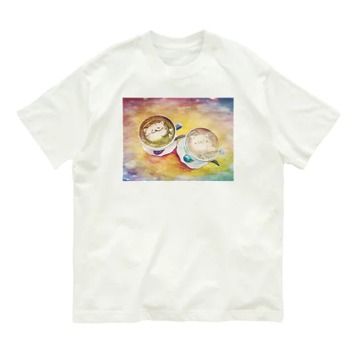 猫のラテアート Organic Cotton T-Shirt