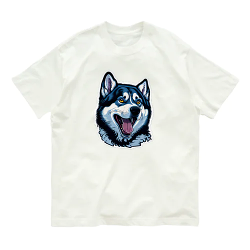 ハスキー犬a オーガニックコットンTシャツ