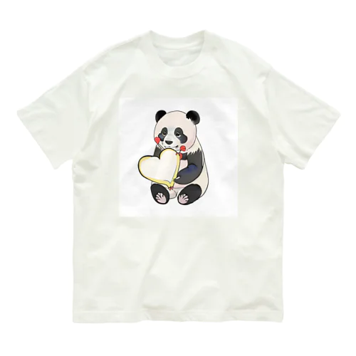愛を送るパンダ オーガニックコットンTシャツ