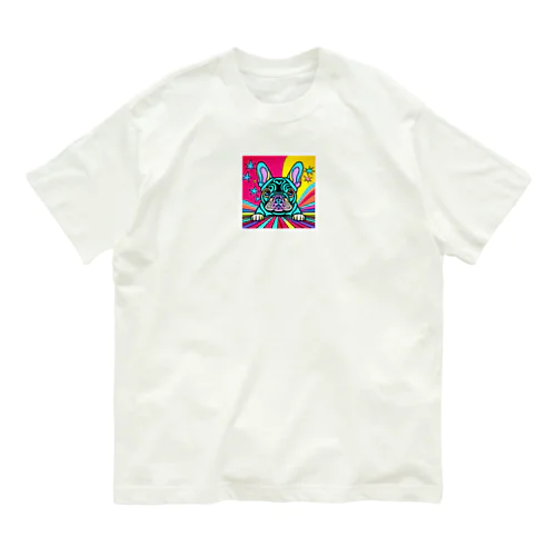 サイケデリックなフレンチブルドッグのイラストグッズ Organic Cotton T-Shirt