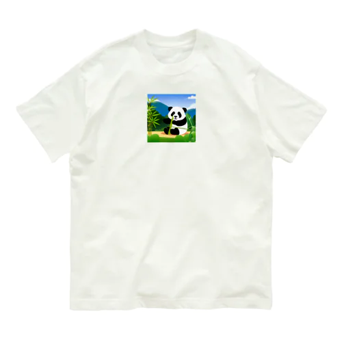 可愛くむさぼるパンダ Organic Cotton T-Shirt