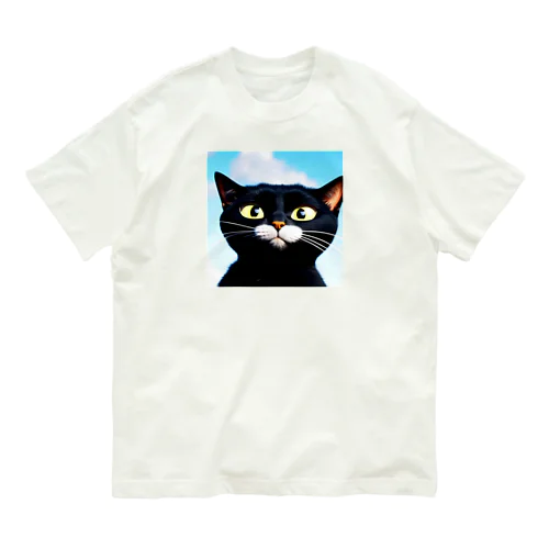 黒白猫シリーズ オーガニックコットンTシャツ