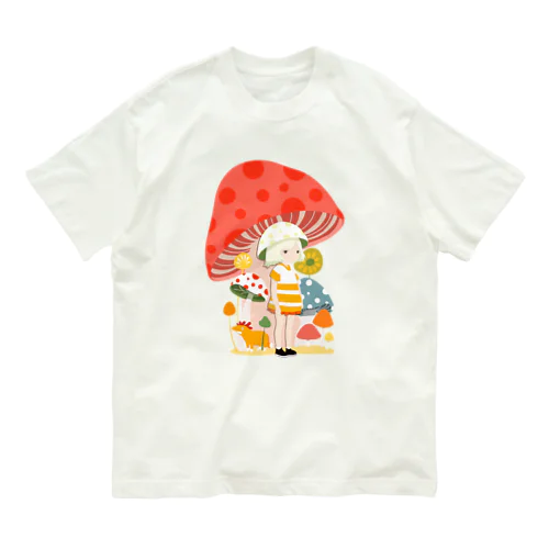 キノコ少女 オーガニックコットンTシャツ