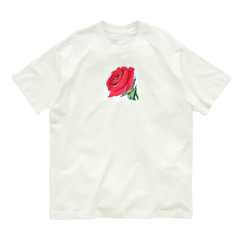 紅いバラ オーガニックコットンTシャツ