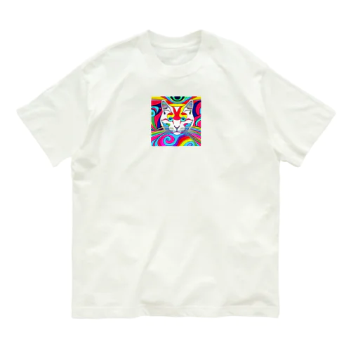 サイケデリック白猫ちゃん Organic Cotton T-Shirt