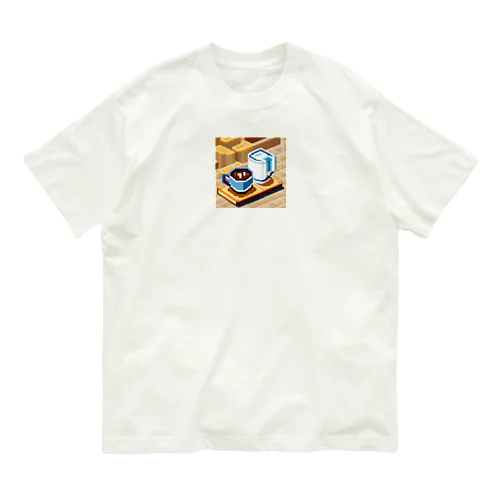 ドット絵コーヒーと電気ポット Organic Cotton T-Shirt